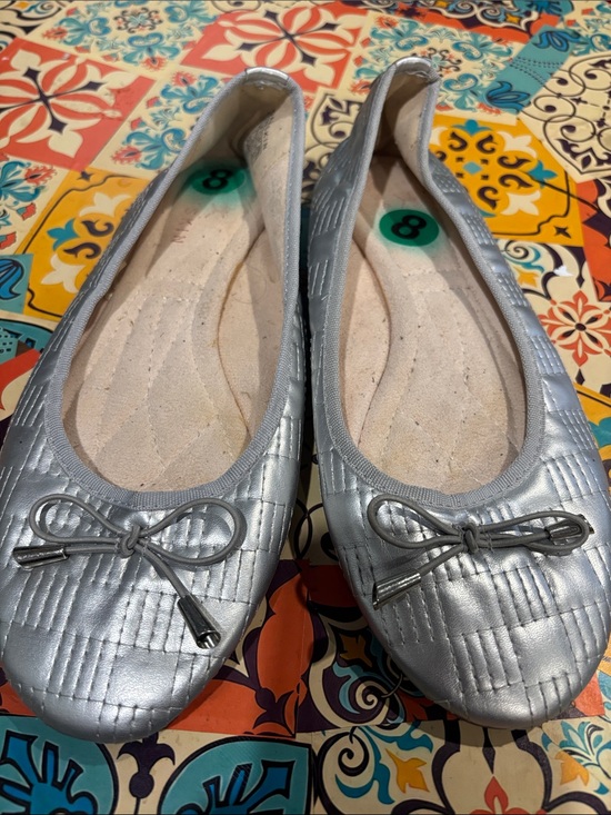 Danskin Shoes - Danskin Women's Silver Quilted Ballet Flats with Bow